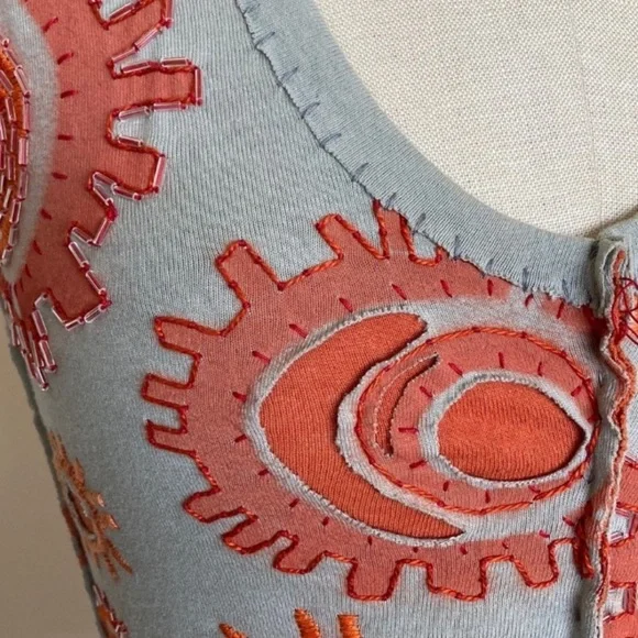 Project Alabama Hand top, hand stitched, beads, marked M but fits like XS - Picture 14 of 14